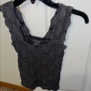 Free People Textured Gray Crop Top